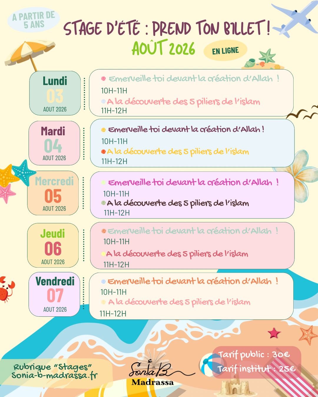 Stages d'été Août 2026 – Enfants dès 5 ans